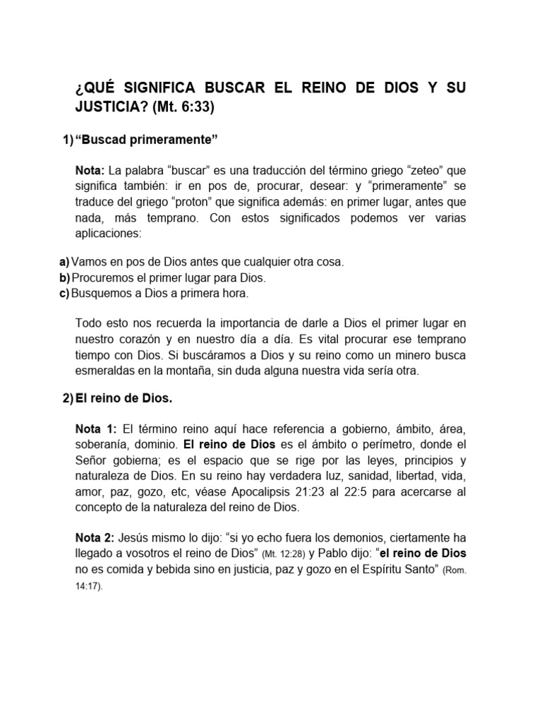 Significado de Buscar el Reino de Dios | PDF | Jesús | Reinado y reino ...