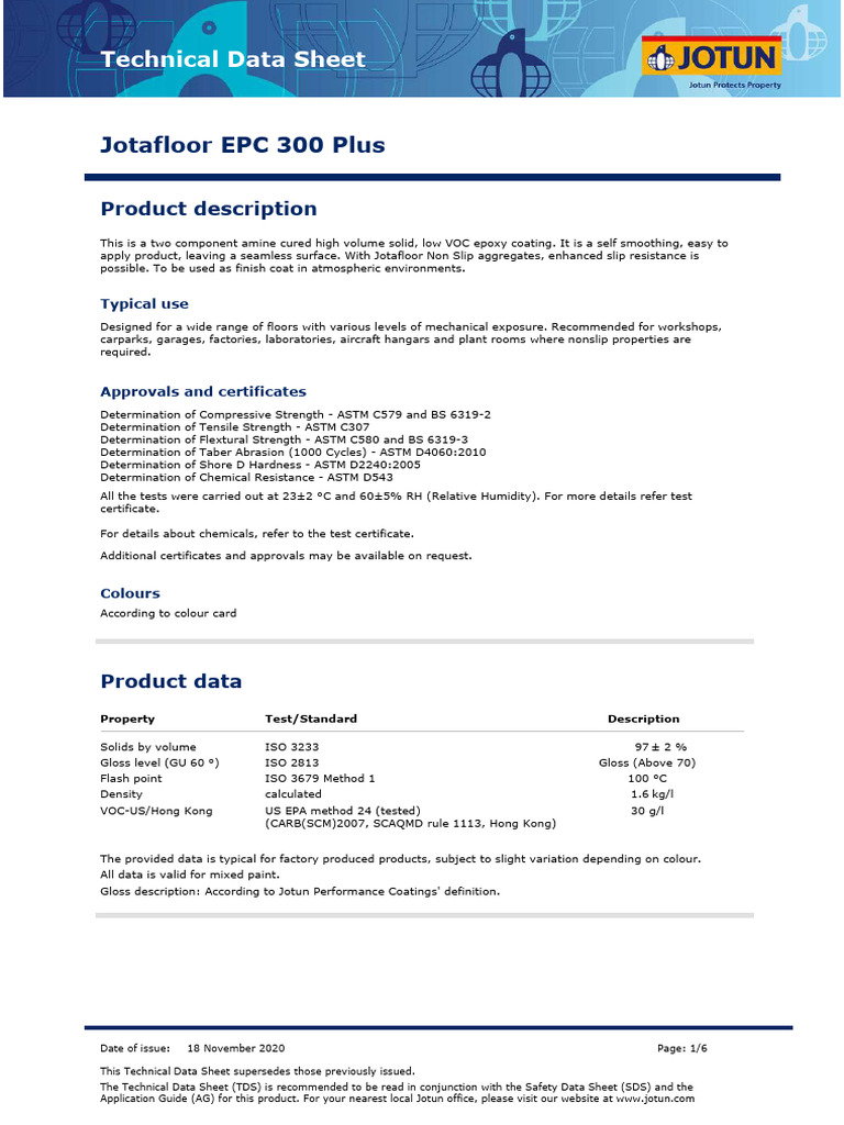 Jotafloor EPC 300 Plus Epoxy TDS | PDF | Paint | Volatile Organic Compound