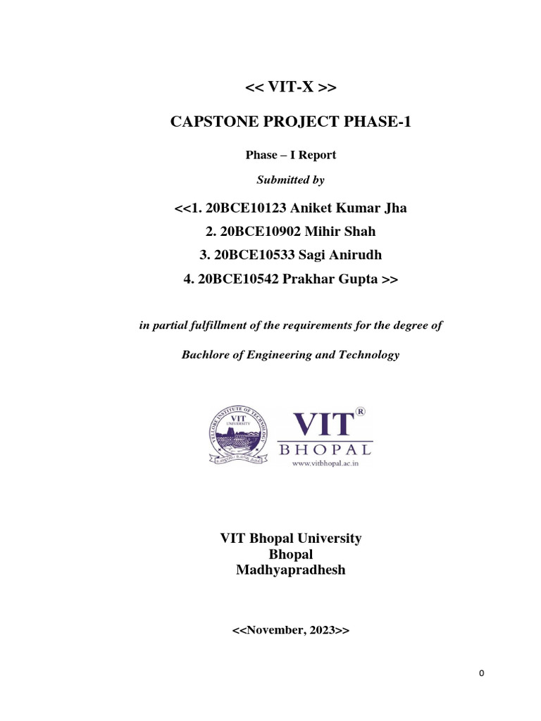 VIT-X Capstone Project Phase-I Report | PDF | Mobile App | Databases