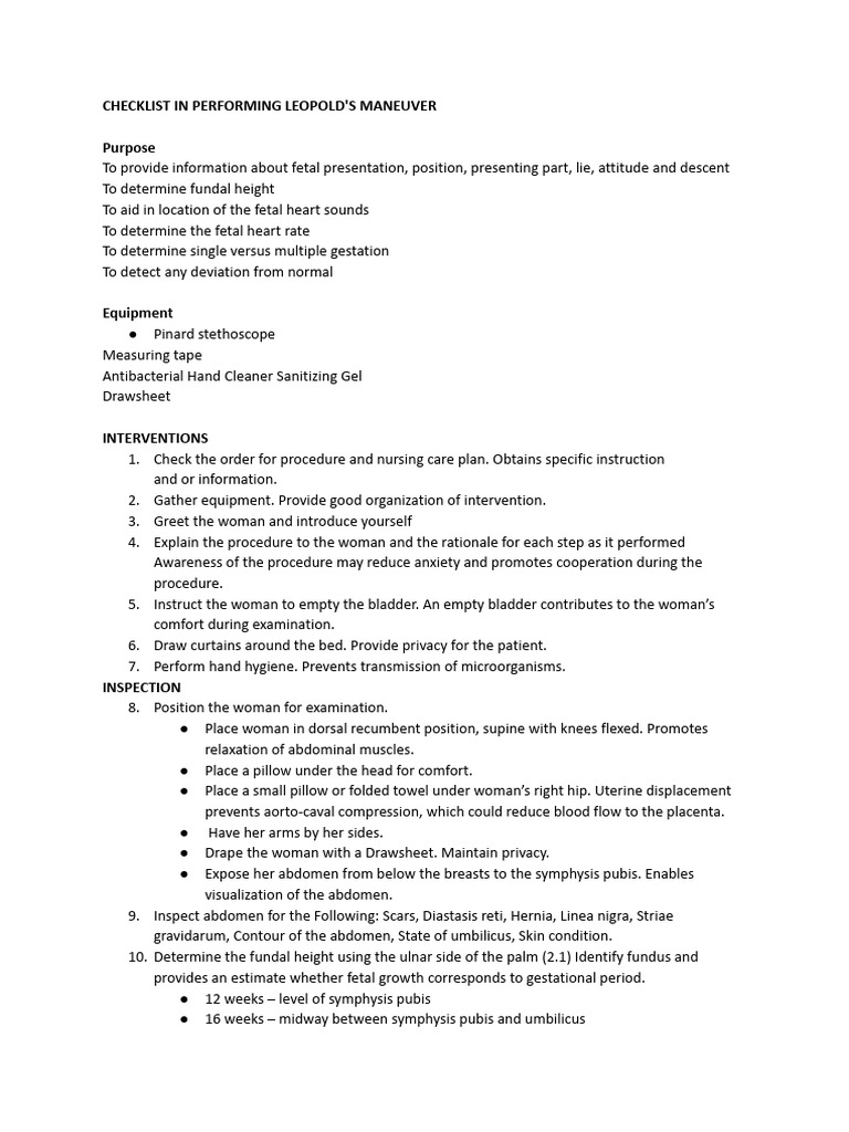 Performing Leopold S Maneuver Pdf Abdomen Hand