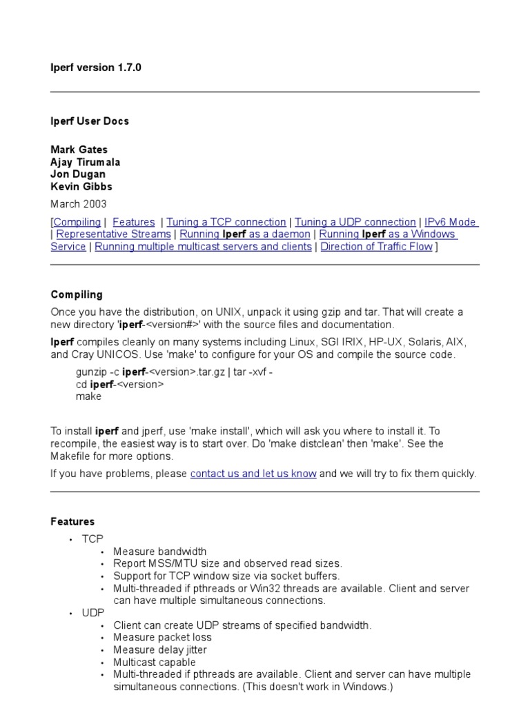 Iperf Manual | PDF