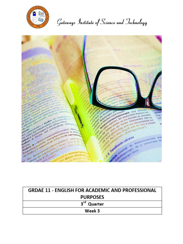 Eng For Acad 3rd Quarter Week 3 | PDF | English Language | Thesis