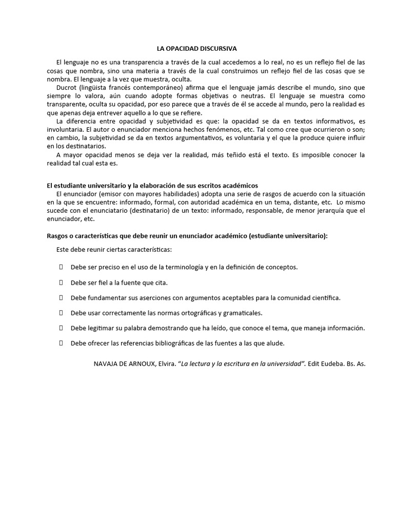 Definición de Opacidad Discursiva | PDF