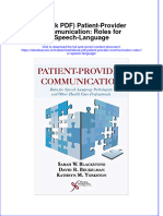 Patient Provider Communication Roles For Speech Language Full Chapter