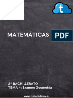 Examen Matematicas Geometria 2o de Bachillerato