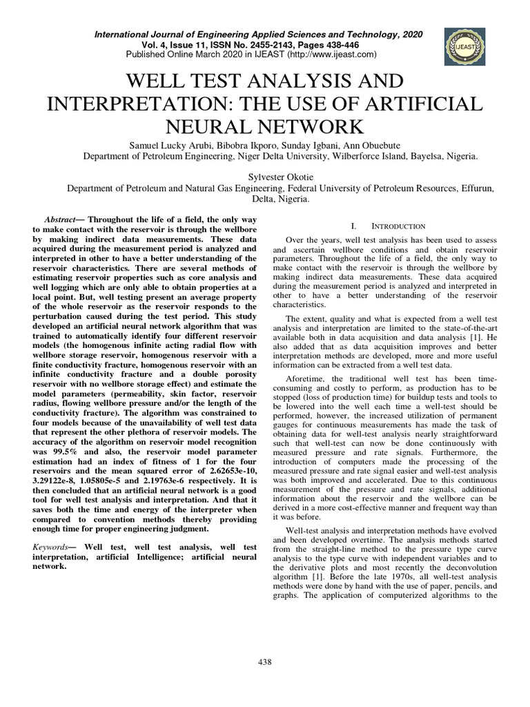 Well Test Analysis and Interpretation TH | PDF | Artificial Neural ...