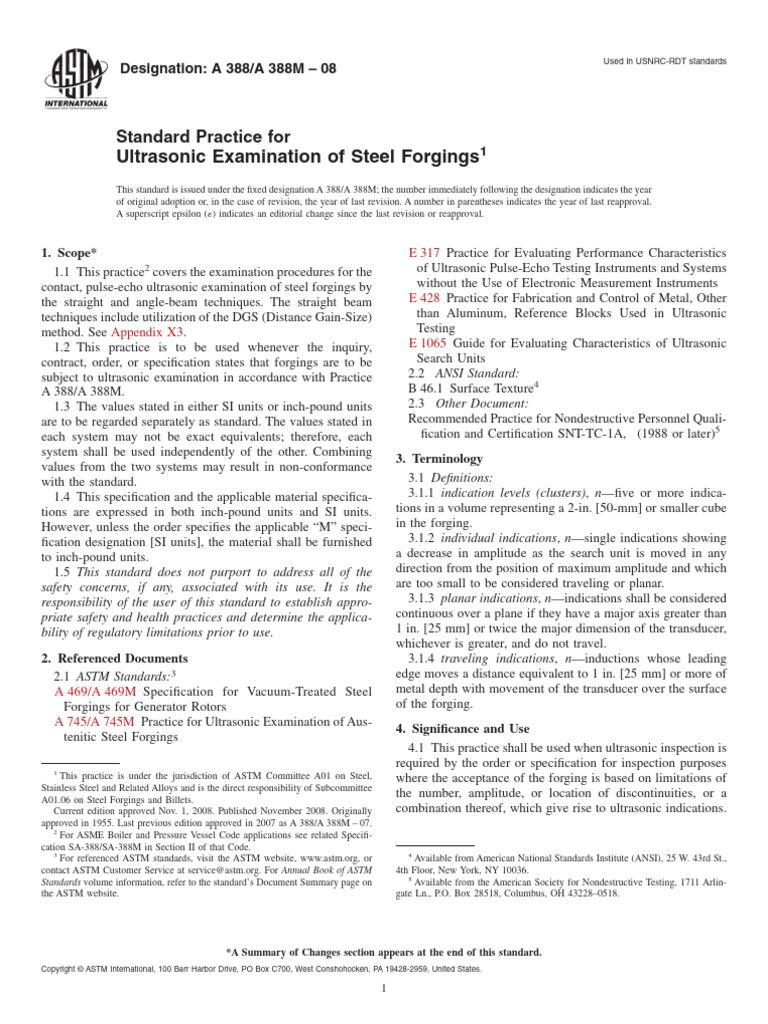 A388A388M | PDF | Ultrasound | Calibration