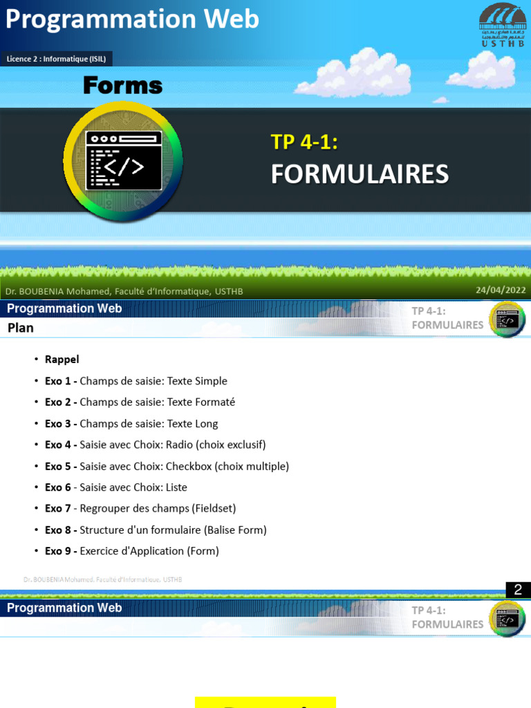 TP Formulaires en Programmation Web | PDF | Programmation web | Internet