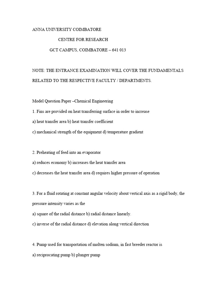 Anna University PhD Entrance Exam Papers | PDF | Electric Motor ...