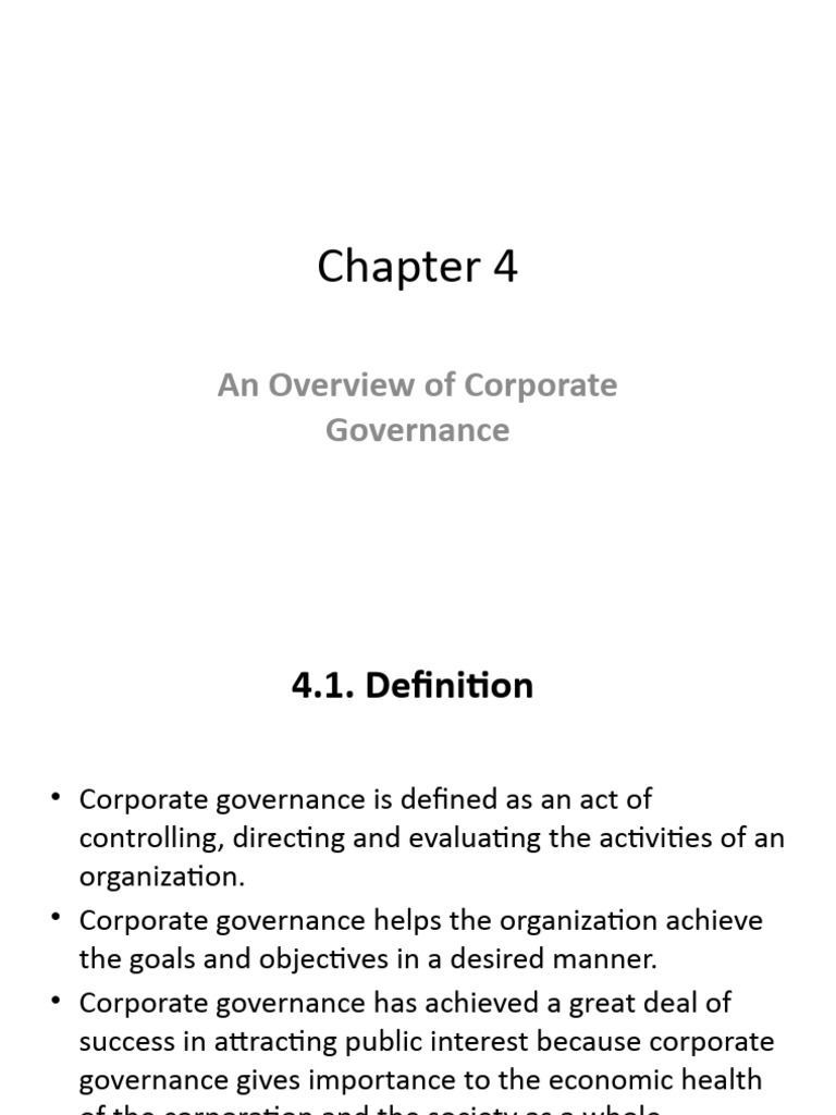 Chapter 4 Corporate Governance Pdf Corporate Governance Governance