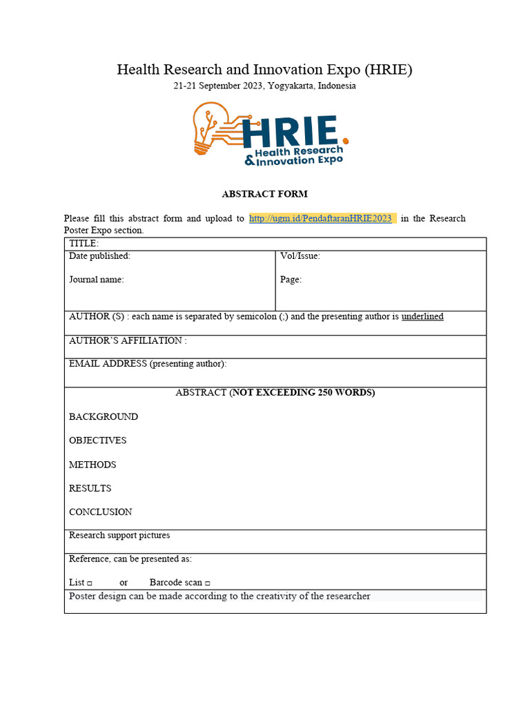 HRIE 2023 Abstract Submission Guide | PDF