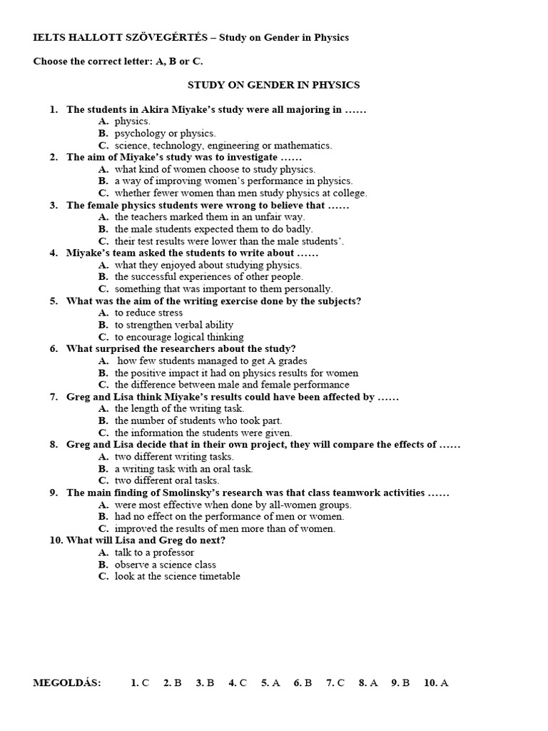 Study On Gender In Physics