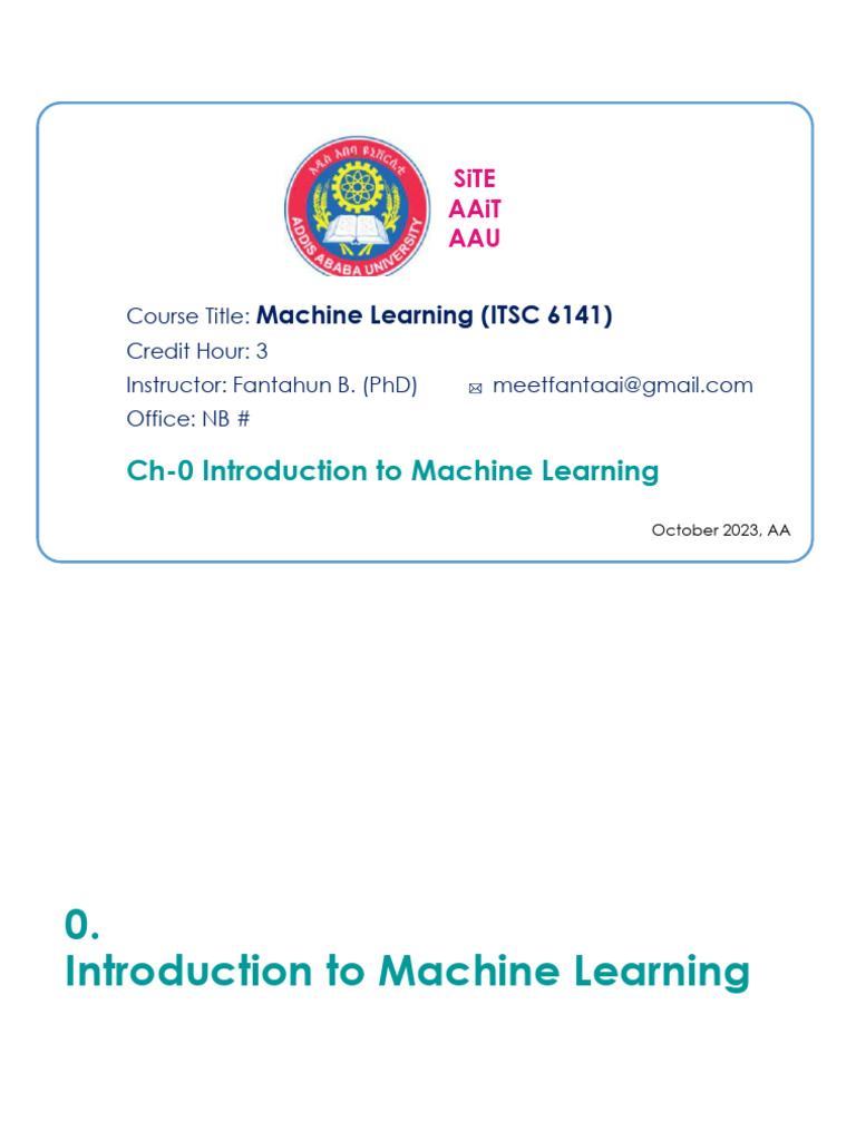 Introduction to Machine Learning Course | PDF | Machine Learning ...