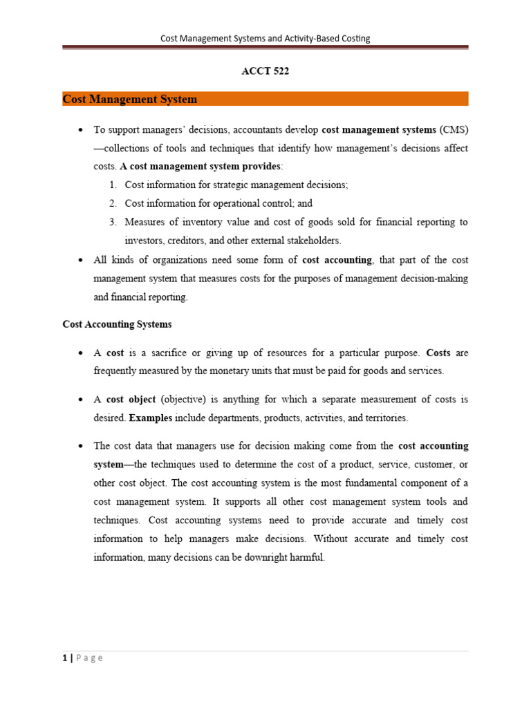 Cost Management Systems Overview | PDF | Cost Of Goods Sold | Inventory