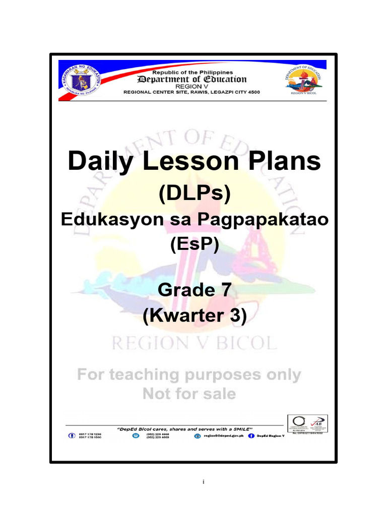 Daily Lesson Plans for Grade 7 EsP | PDF
