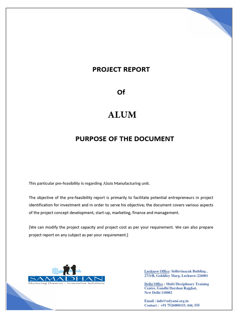 Alum Manufacturing Unit Project Report | PDF | Chemical Compounds