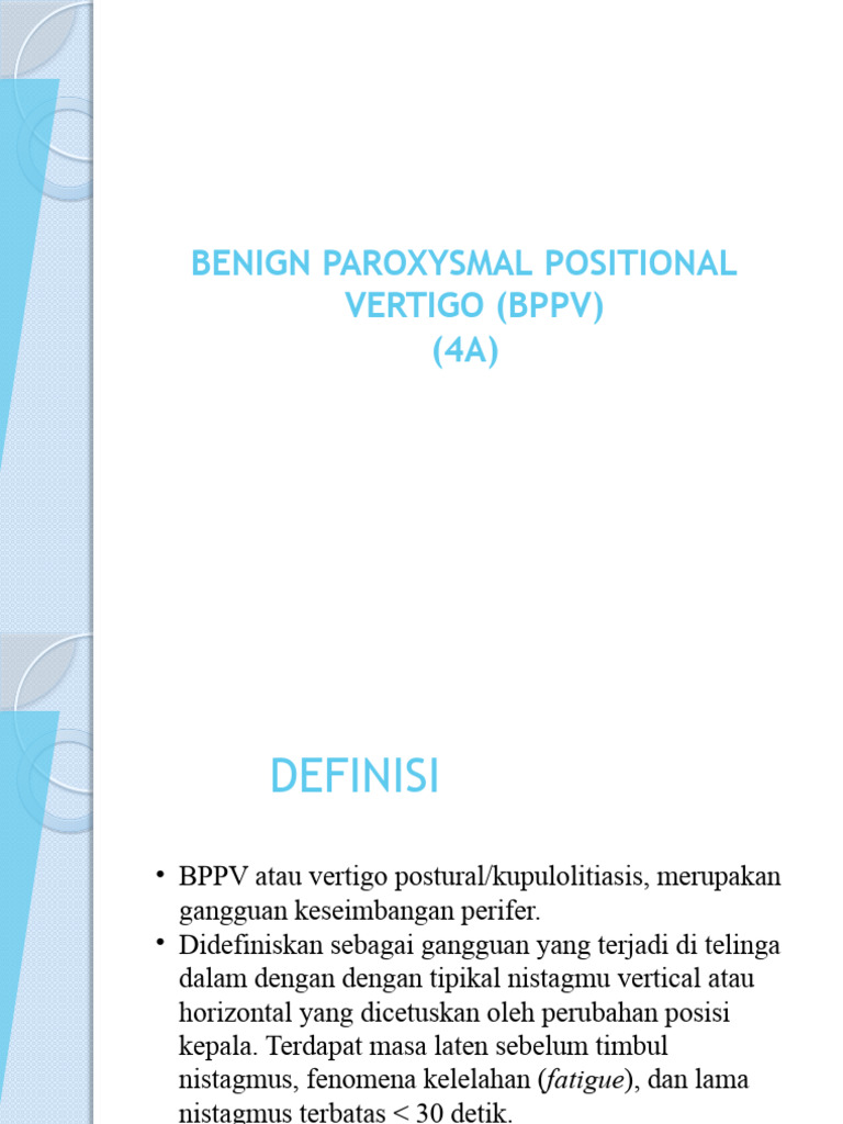 Panduan Lengkap BPPV dan Penanganannya | PDF