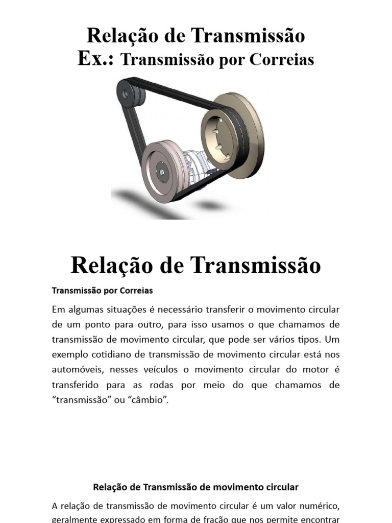 Relação de Transmissão Circular | PDF | Bens manufaturados | Mecânica