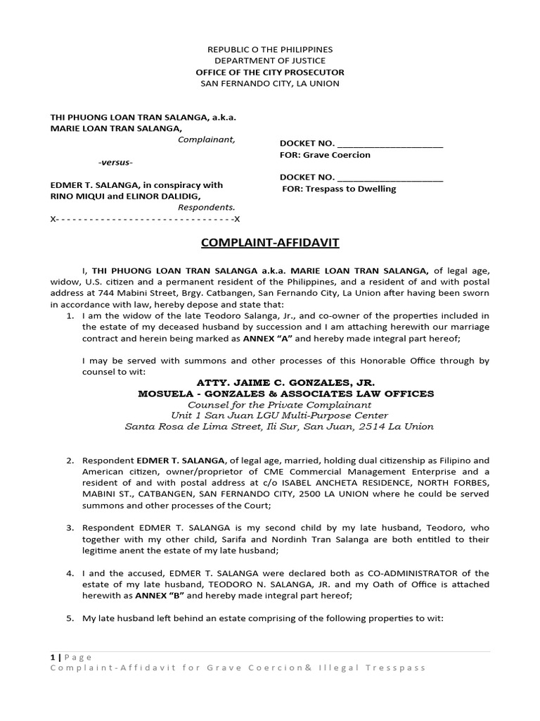 complaint-affidavit-for-grave-coercion-and-tresspass-to-dwelling-kim