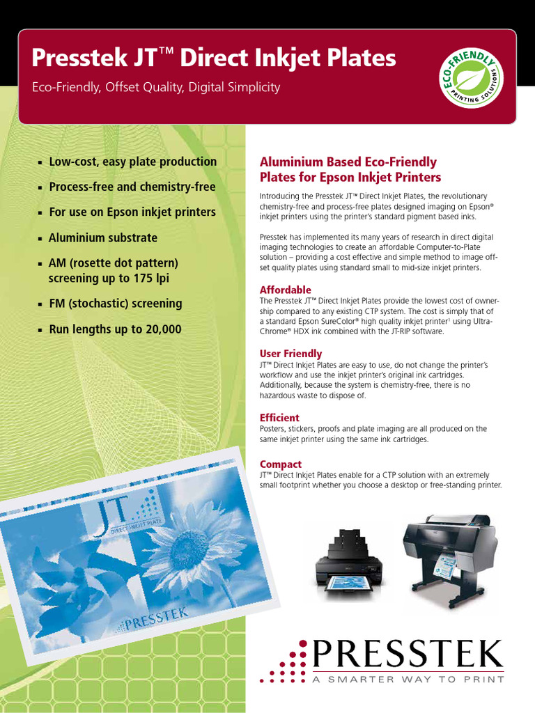 JT DirectInkJetPlates UK LR | PDF | Printer (Computing) | Printing