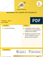 Introdução Aos Estudos de Literatura I: Língua Portuguesa