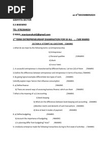 1ST Term Entrepreneurship Examination For S3 All