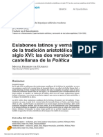 ESPAÑA Artículo Eslabones Latinos y Vernáculos de La Tradición Aristotélica en El Siglo XVI - Las Dos Versiones Castellanas de La Política