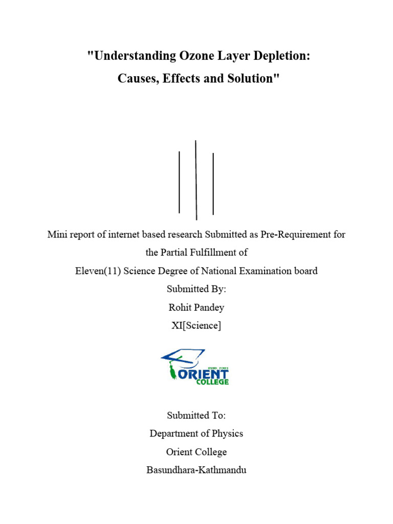 Ozone Depletion: Causes and Solutions | PDF | Ozone Depletion ...