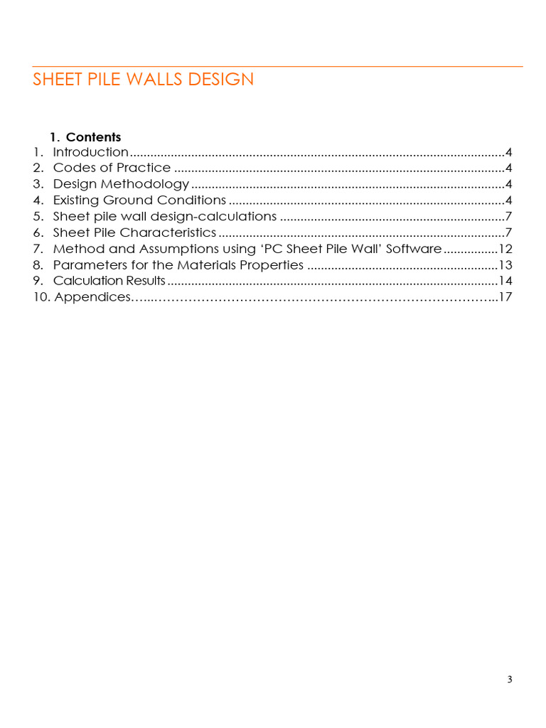 Sheet Pile Wall Design Calculations | PDF | Deep Foundation | Beam ...