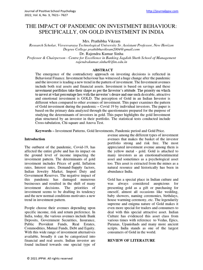 The Impact of Pandemic On Investment Behaviour | PDF | Investing | Chi ...