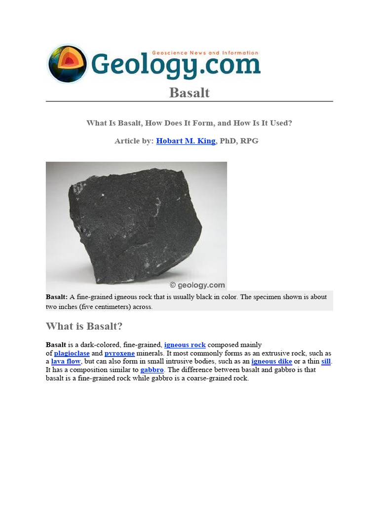 Basalt Rock Igneous Rock Extrusive Pdf Basalt Volcano