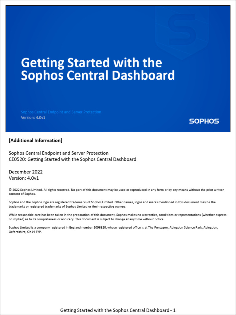 Getting Started with Sophos Central Dashboard | PDF | Login ...