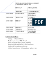 Inter-House Time Table