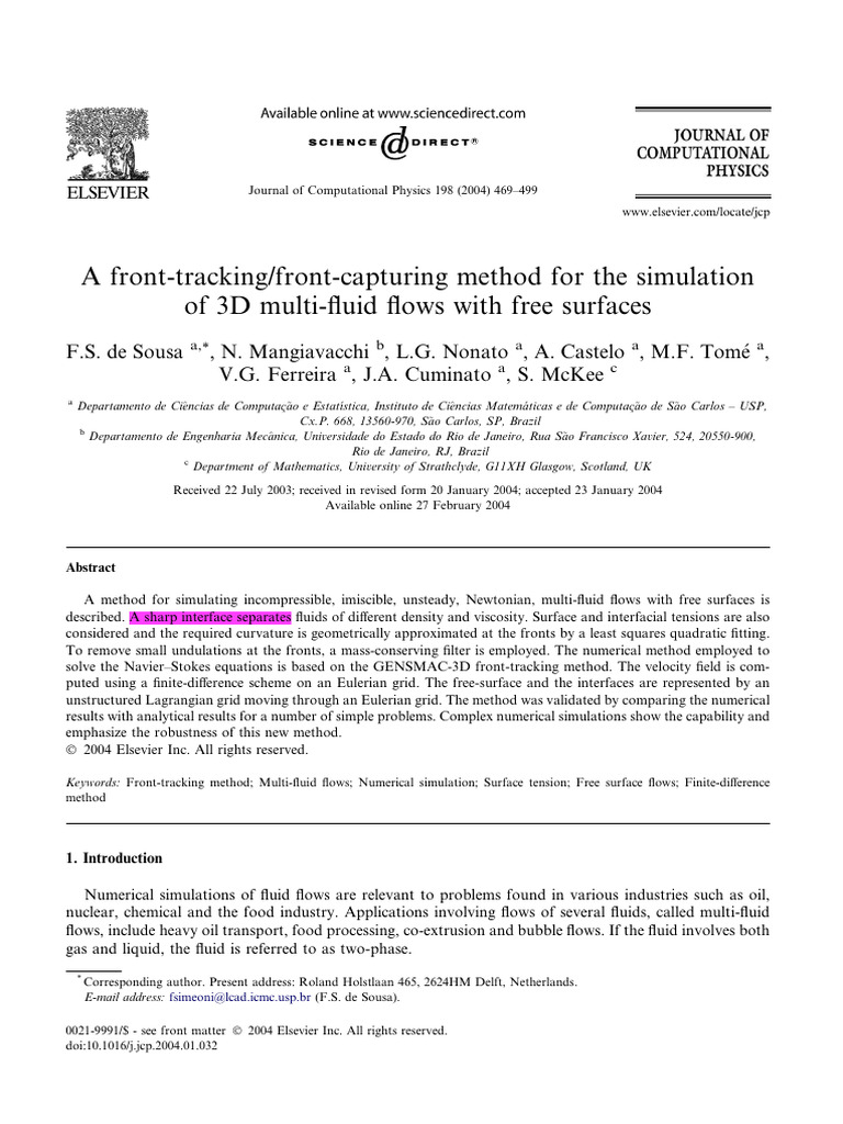 3D Multi-Fluid Flow Simulation Method | PDF | Curvature | Sphere