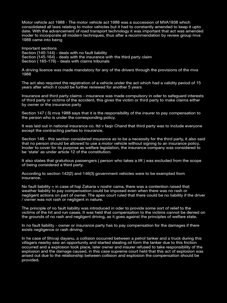 Motor vehicle act 1988 class research pdf insurance strict liability