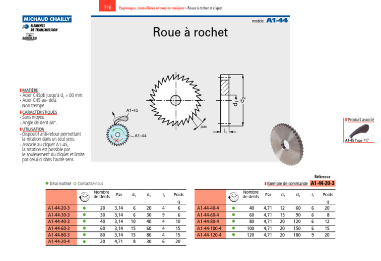 Roues à rochet et cliquet A1-44 | PDF | Biens manufacturés | Ingénierie ...