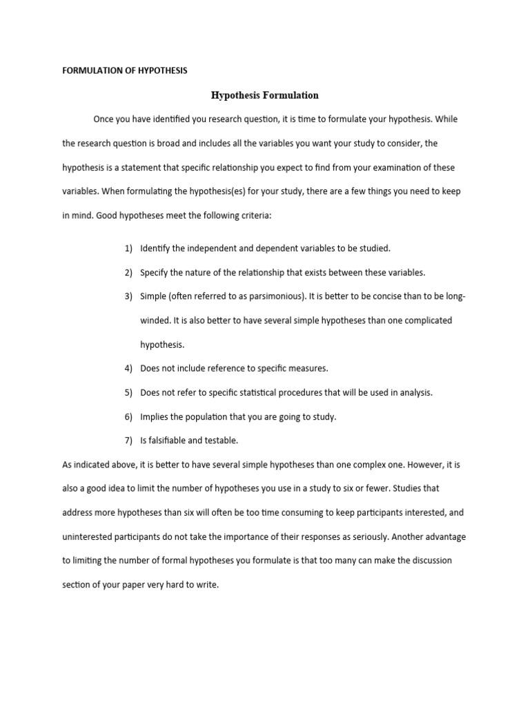 Composition Of Medicine And Its Formulation Of Hypothesis