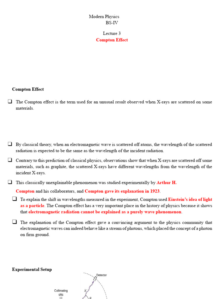 Compton Effect: Photon-Electron Interaction | PDF | Scattering | Electron