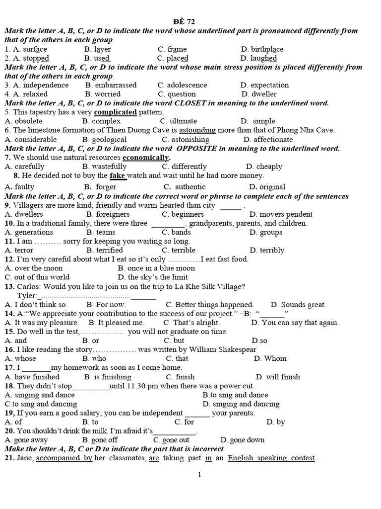 ĐỀ 72 | PDF | Foods | Staple Foods