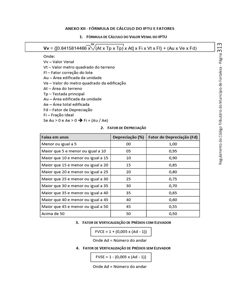 Anexo Xii Estudo Do Calculo Do Iptu Pdf Setor Secundário Da