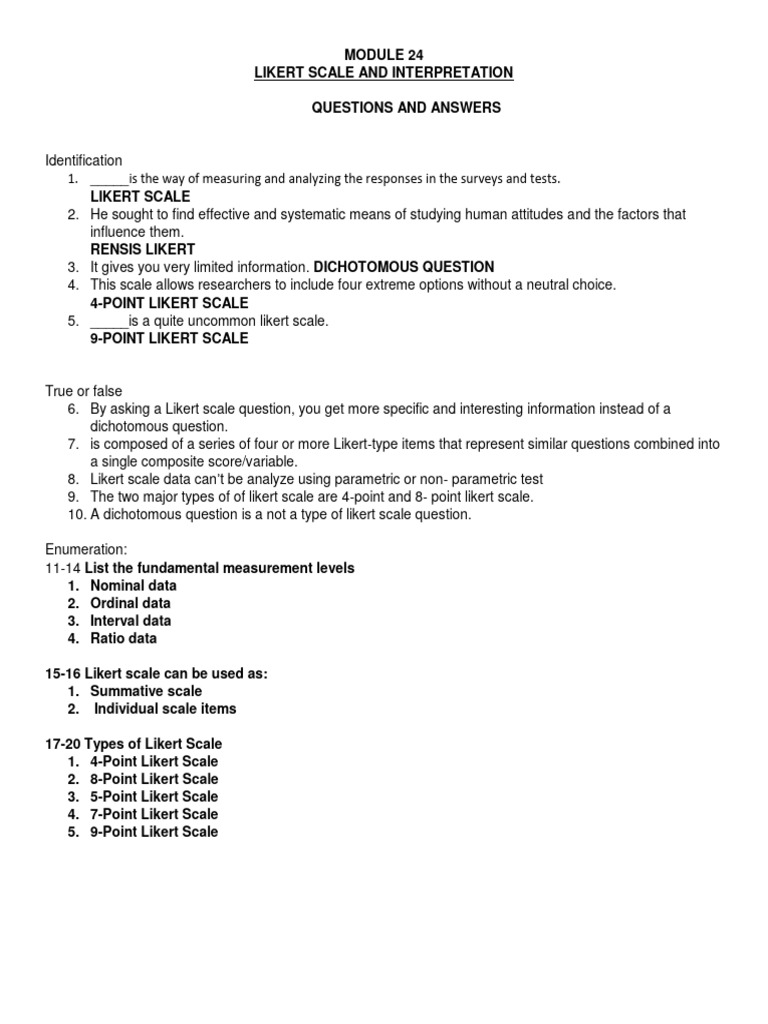 Likert Scale Interpretation and Analysis | PDF | Likert Scale | Level ...