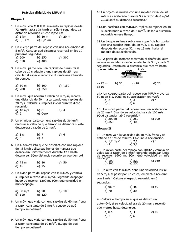 Practica Dirigida DE MRUV 2DA PARTE | PDF | Velocidad | Velocidad