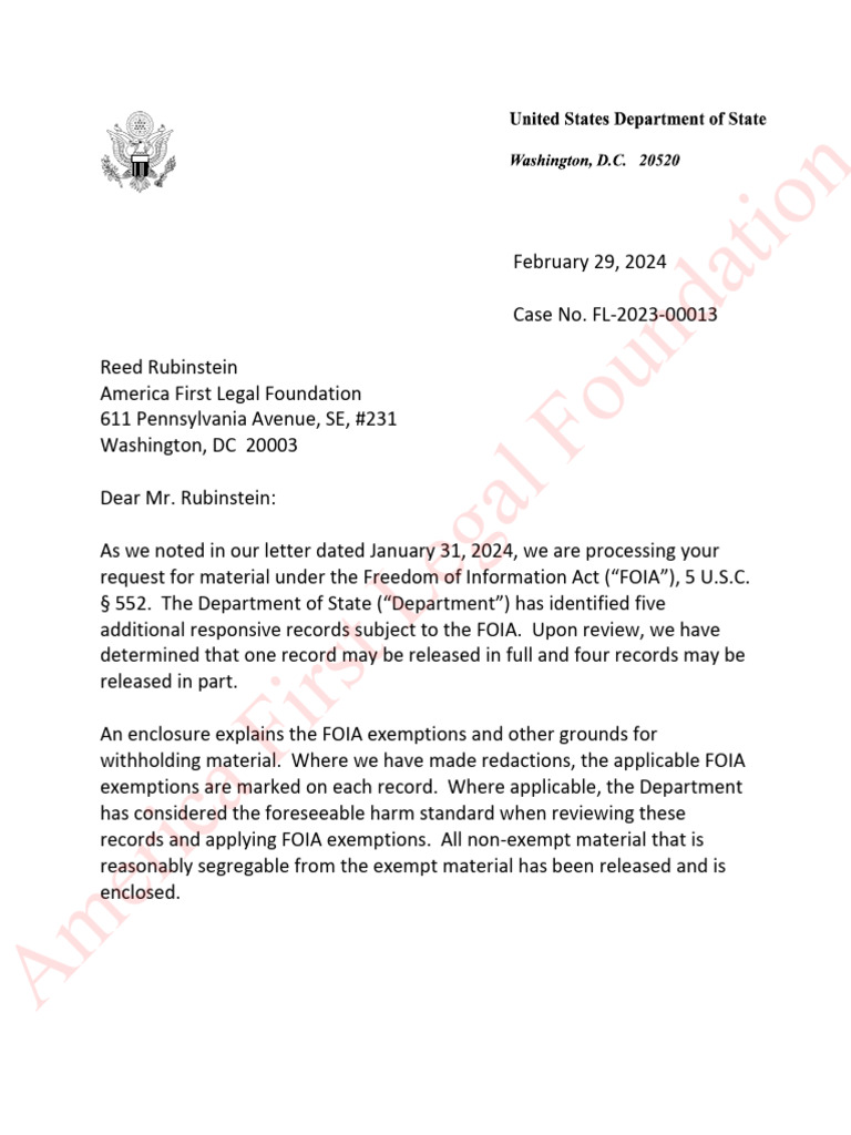 FOIA Response for Reed Rubinstein | PDF | Freedom Of Information Act ...