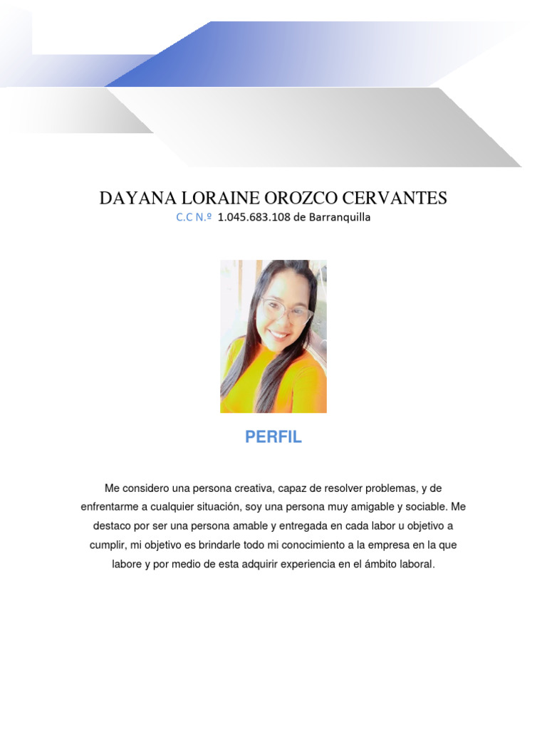 Perfil Profesional de Dayana Orozco | PDF