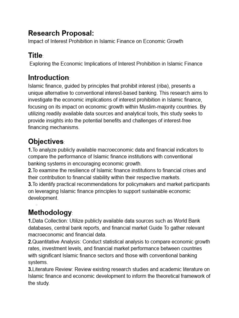 Research Proposal | PDF | Islamic Banking And Finance | Economics