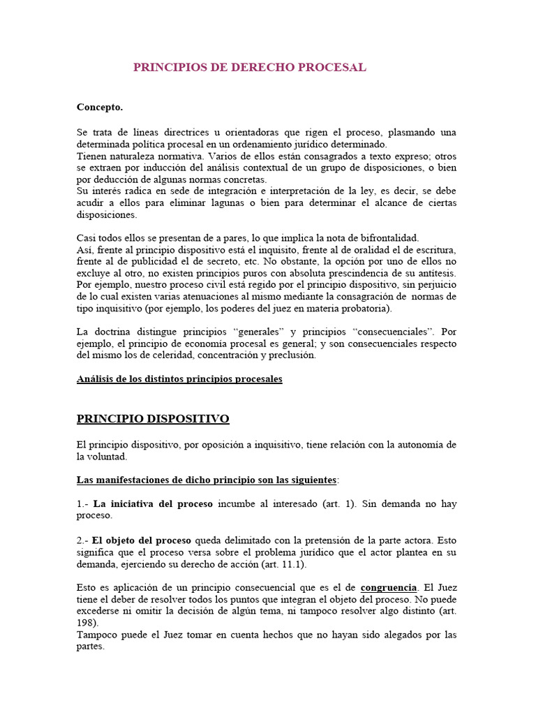 Principios Procesales, 2 | PDF | Debido al proceso | Ley procesal