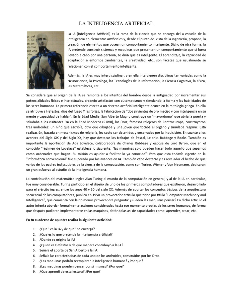 Historia y Evolución de la IA | PDF | Inteligencia artificial ...