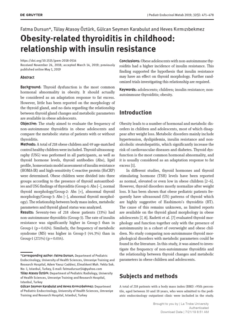 10.1515@jpem 2018 0516 | PDF | Obesity | Insulin Resistance