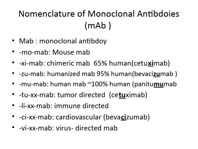 Monoclonal Antibody Nomenclature Guide | PDF