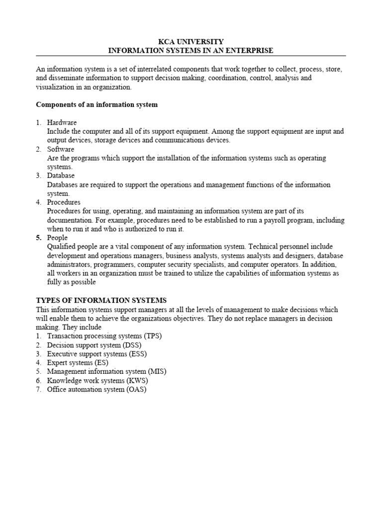 Topic 7-8 Information Systems in An Enterprise | PDF | Supply Chain ...